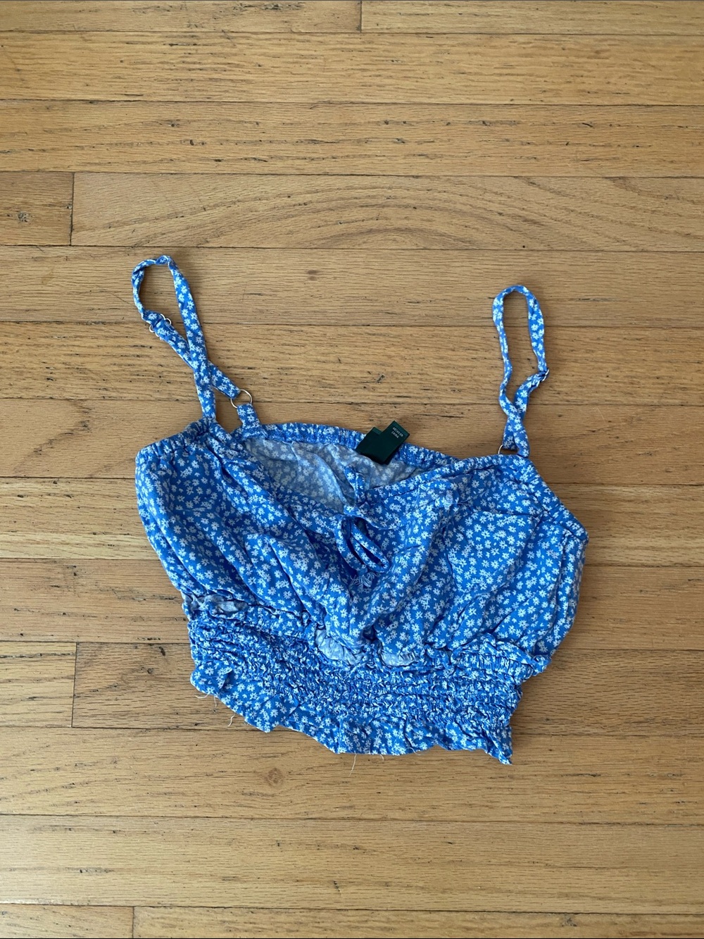 wild fable Blue Floral Smocked Crop Top
